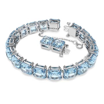 Braccialetto Millenia, Taglio squadrato, Medio, Blu, Placcato rodio - Swarovski, 5614924