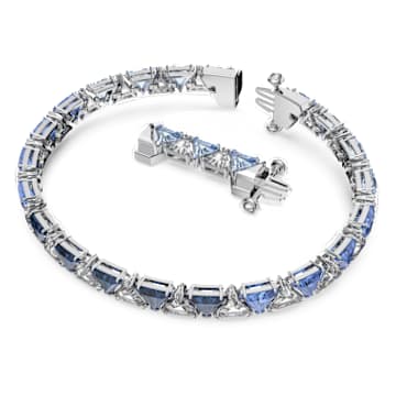 Brățară Ortyx, Tăietură triunghiulară, Albastră, Placat cu rodiu - Swarovski, 5614925