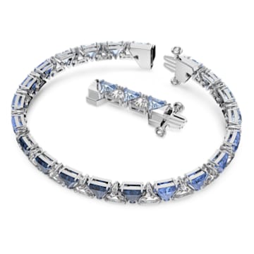 Ortyx armband, Triangle-slijpvorm, Blauw, Rodium toplaag - Swarovski, 5614925