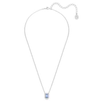 Millenia necklace, Octagon cut Swarovski Zirconia, Blue, Rhodium plated - Swarovski, 5614926