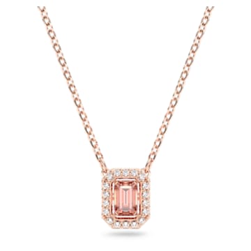 Millenia 项链, 八角形切割 Swarovski 皓石, 粉红色, 镀玫瑰金色调 - Swarovski, 5614933