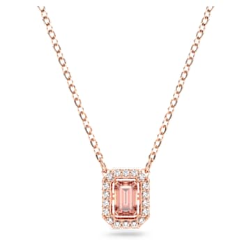 Una necklace Octagon cut Pink Rose gold tone plated