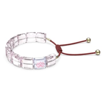 Letra bracelet, Lotus, Pink, Gold-tone plated - Swarovski, 5614974