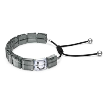 Letra bracelet, Horseshoe, Grey, Rhodium plated - Swarovski, 5615000