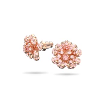 心相莲中国专属系列粉红色莲花造型耳钉 - Swarovski, 5615102