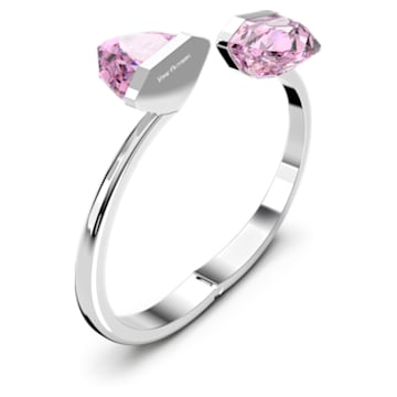 Lucent bangle, Magnetic, Oversized crystal, Pink, Stainless steel - Swarovski, 5615110