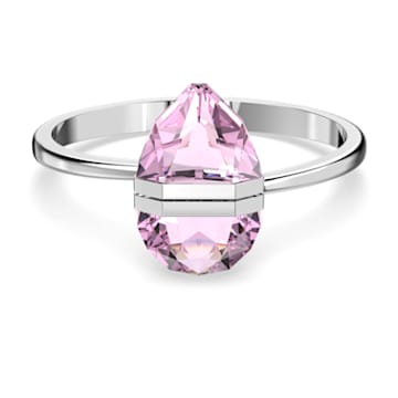 Lucent bangle, Magnetic closure, Oversized crystal, Pink, Stainless steel - Swarovski, 5615111