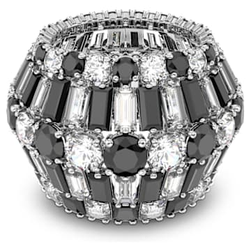 Bague cocktail Hyperbola, Tailles variées, Noire, Métal rhodié - Swarovski, 5615322