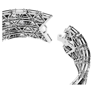 Ortyx cuff armband, Triangle-slijpvorm, Zwart, Rodium toplaag - Swarovski, 5615325