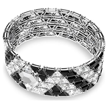 Ortyx cuff, Triangle cut, Black, Rhodium plated - Swarovski, 5615325
