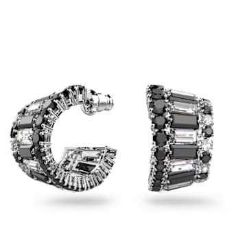 Hyperbola 이어 커프, 믹스 컷, 블랙, 로듐 플래팅 - Swarovski, 5615417