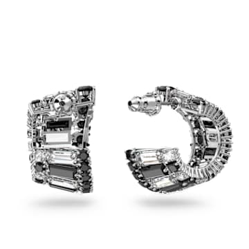 Hyperbola 耳廓耳环, 混合切割, 黑色, 镀铑 - Swarovski, 5615417