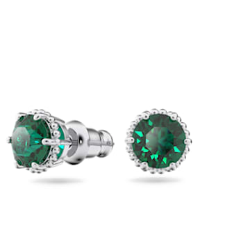 Clous d'oreilles Birthstone, Coupe ronde, Mai, Vertes, Métal rhodié - Swarovski, 5615511