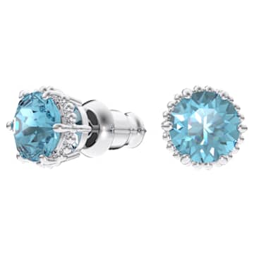 Birthstone Ohrstecker, Rundschliff, März, Blau, Rhodiniert - Swarovski, 5615512