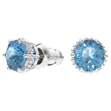 Σκουλαρίκια με καραφάκι Birthstone, Οτρογγυλή κοπή, Δεκέμβριος, Μπλε, Επιμετάλλωση ροδίου - Swarovski, 5615518