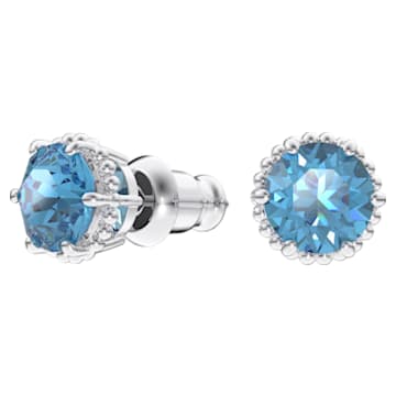 Birthstone stud earrings, Round cut, December, Blue, Rhodium plated - Swarovski, 5615518