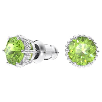 Birthstone bedugós fülbevaló, Körmetszéses, Augusztus, Zöld, Ródium bevonattal - Swarovski, 5615519