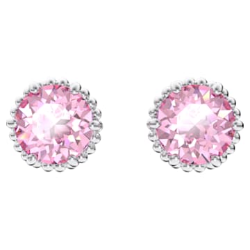 Birthstone 耳釘, 十月, 粉紅色, 鍍白金色 - Swarovski, 5615521