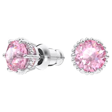 Birthstone stud earrings, October, Pink, Rhodium plated - Swarovski, 5615521