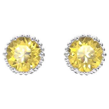 Birthstone 耳釘, 十一月, 黃色, 鍍白金色 - Swarovski, 5615531