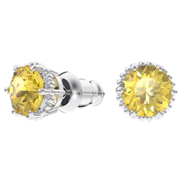Birthstone 스터드 이어링, 라운드 컷, 11월, 옐로우, 로듐 플래팅 - Swarovski, 5615531
