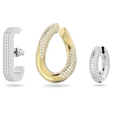 Dextera ear cuff, Set (3), Asymmetrical design, White, Mixed metal finish - Swarovski, 5615735