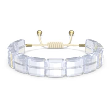 Náramek Letra, Měsíc, Bílá, Pokoveno ve zlatém odstínu - Swarovski, 5615863