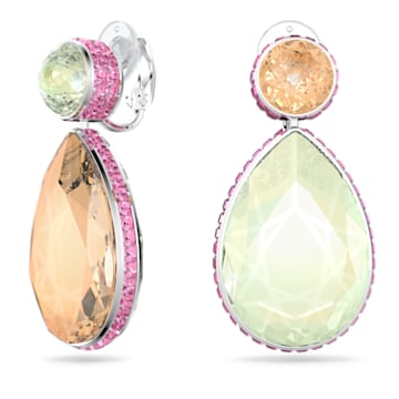 Pendientes Orbita, Asimétrico, Cristales con talla de pera, Multicolor, Baño de rodio - Swarovski, 5616019