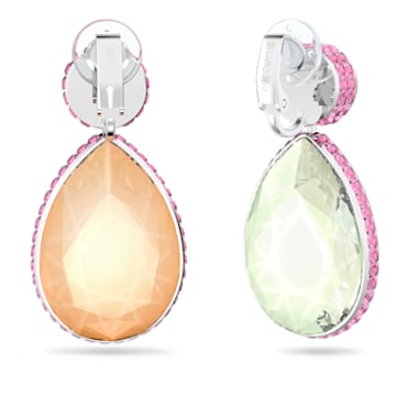 Orbita clip earrings, Asymmetrical design, Drop cut, Multicolored, Rhodium plated - Swarovski, 5616019