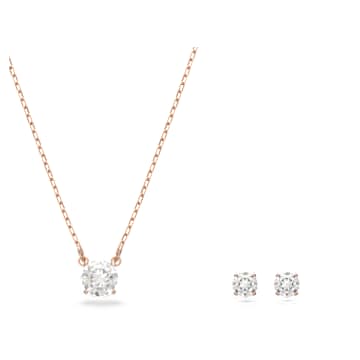 Stilla Attract set Round cut White Rose gold tone plated Swarovski