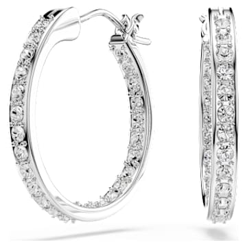 SWAROVSKI Sommerset フープピアス, ホワイト, ロジウム・プレーティング