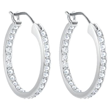 Sommerset hoop earrings, White, Rhodium plated - Swarovski, 5616262