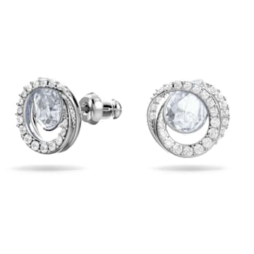 Generation stud earrings, Pear shape, Blue, Rhodium plated - Swarovski, 5616264