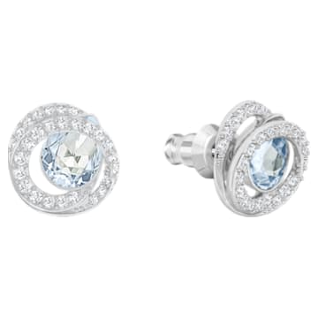 Generation stud earrings, Pear shape, Blue, Rhodium plated - Swarovski, 5616264