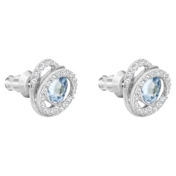 Generation stud earrings, Pear shape, Blue, Rhodium plated - Swarovski, 5616264