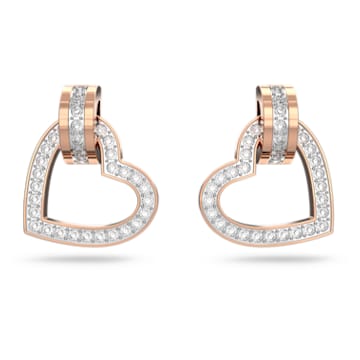 Lovely Pierced Earrings, White, Rose-gold tone plated - Swarovski, 5616477