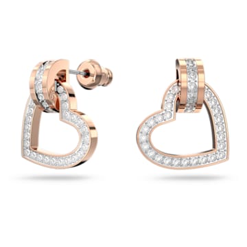 Lovely stud earrings, Heart, White, Rose gold-tone plated - Swarovski, 5616477