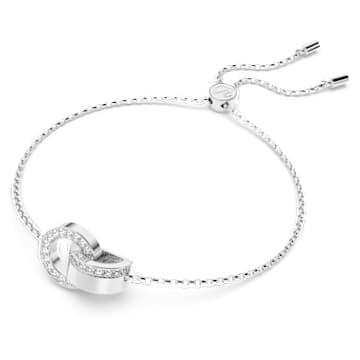 Hollow bracelet, Interlocking loop, White, Rhodium plated - Swarovski, 5616478