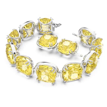 Harmonia bracelet, Cushion cut, Yellow, Rhodium plated - Swarovski, 5616513