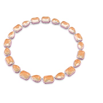 Orbita necklace, Magnetic closure, Mixed cuts, Multicolored, Rhodium plated - Swarovski, 5616640
