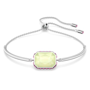 Orbita bracelet, Octagon cut crystal, Multicoloured, Rhodium plated - Swarovski, 5616642