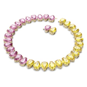 Millenia necklace, Pear cut, Multicolored, Gold-tone plated - Swarovski, 5616734
