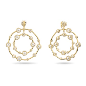 Constella clip earrings, Mixed round cuts, White, Gold-tone plated - Swarovski, 5616920