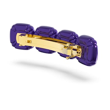 Hair clip, Cushion cut crystals, Purple, Gold-tone plated - Swarovski, 5617238