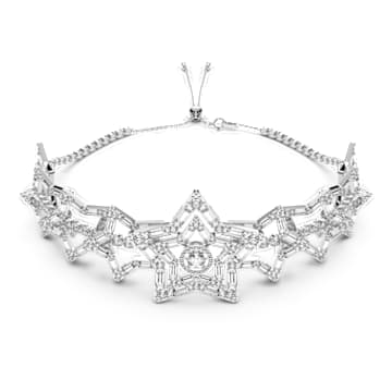 Stella 頸鍊, 星星, 白色, 鍍白金色 - Swarovski, 5617753