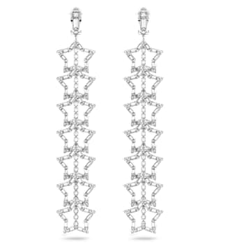 Stella 夾式耳環, 星星, 白色, 鍍白金色 - Swarovski, 5617756