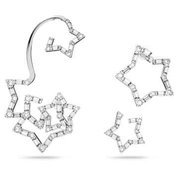 Stella Ohrspange, Set (3), Verschiedene Schliffe, Stern, Weiß, Rhodiniert - Swarovski, 5617757
