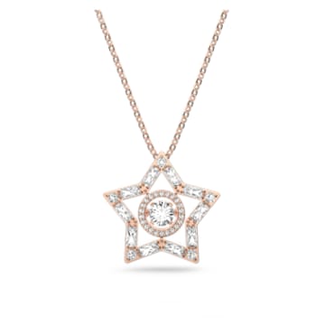 Stella pendant, Star, White, Rose-gold tone plated - Swarovski, 5617766