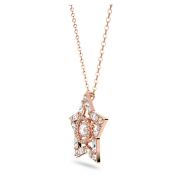 Stella 链坠, 混合切割, 星星, 白色, 镀玫瑰金色调 - Swarovski, 5617766
