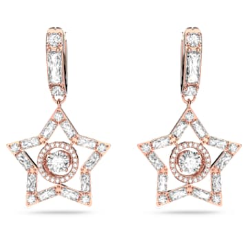 Stella Drop-Ohrhänger, Verschiedene Schliffe, Stern, Weiß, Roségold-Legierungsschicht - Swarovski, 5617769